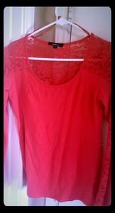 Long lacy pink sleeve shirt